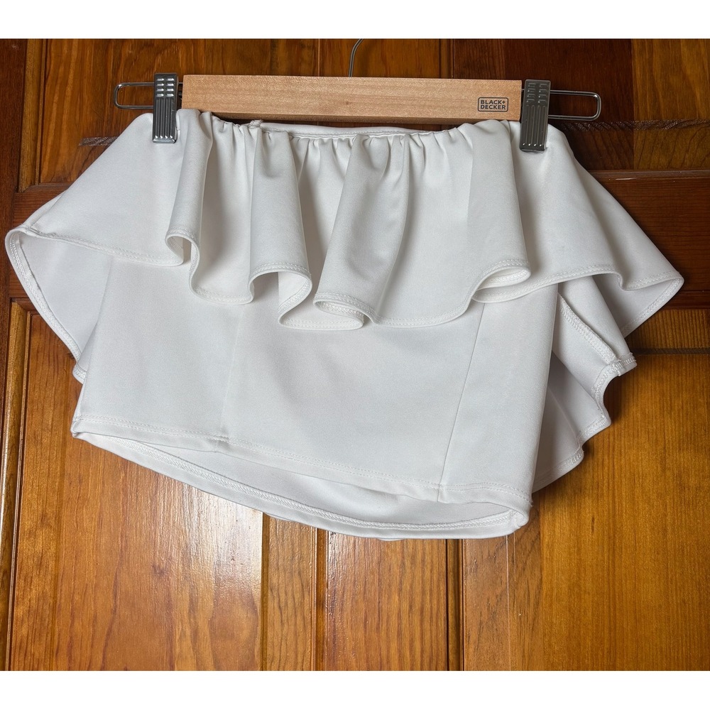 Unbranded Ruffle Off Shoulder Crop Top Womens Size Small White Flounce